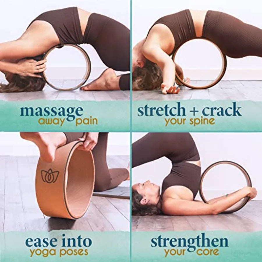 Yoga Wheel 3-Pack - Back Stretcher and Back Roller for Back Pain, Yoga Roller for Muscle Relaxation, Pain Relief, Cracking and