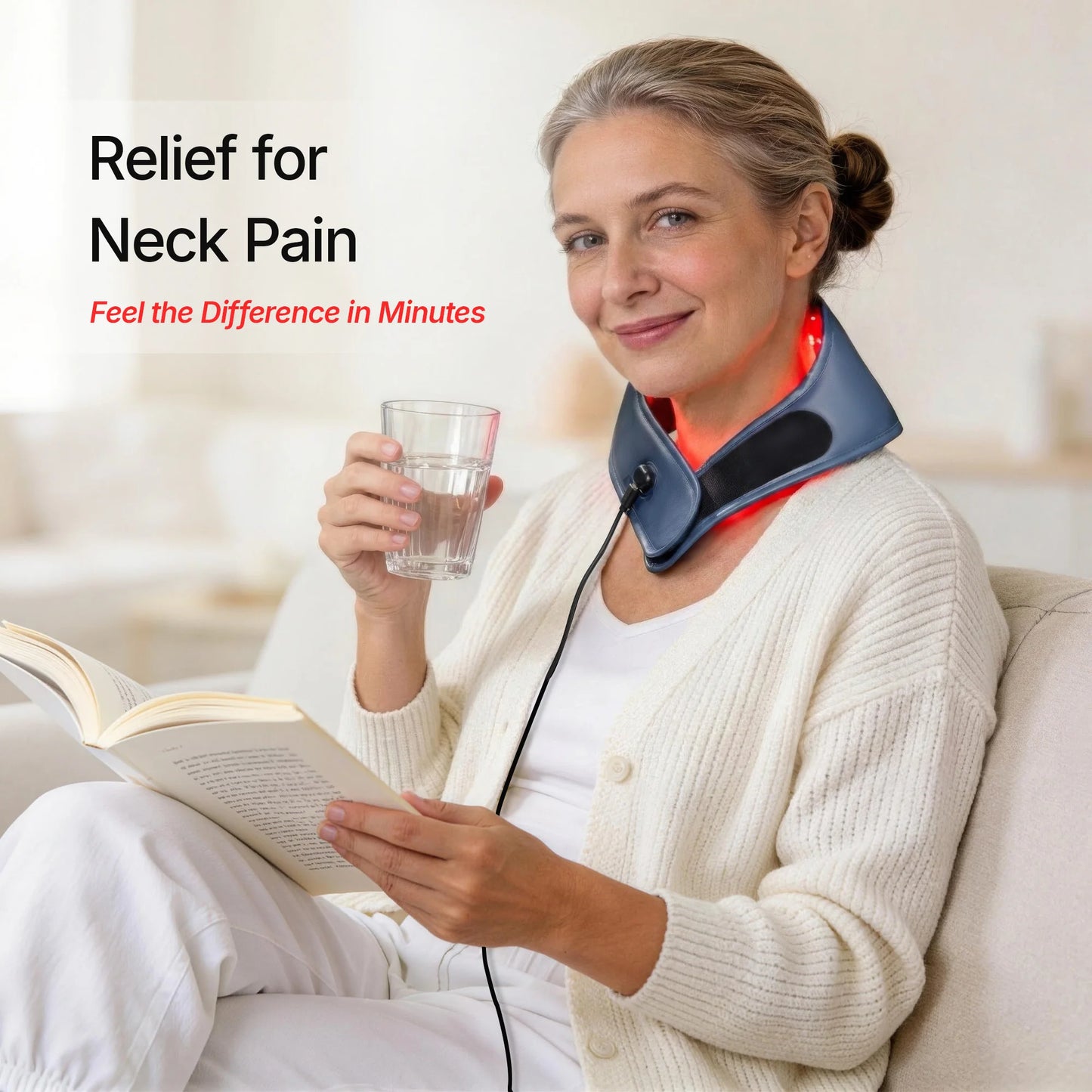 Hello Face L1 Portable Neck Pain Relief Device – 147 LED Red & Near-Infrared Light , 10Hz/40Hz Pulse Technology, 3000mAh Battery