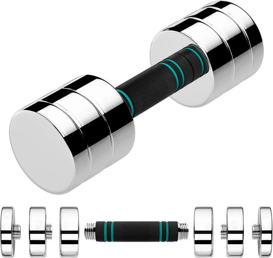 Adjustable Steel Dumbbell 5/10/15lb, Non-Slip Foam Handle for Home Gym Office Exercise