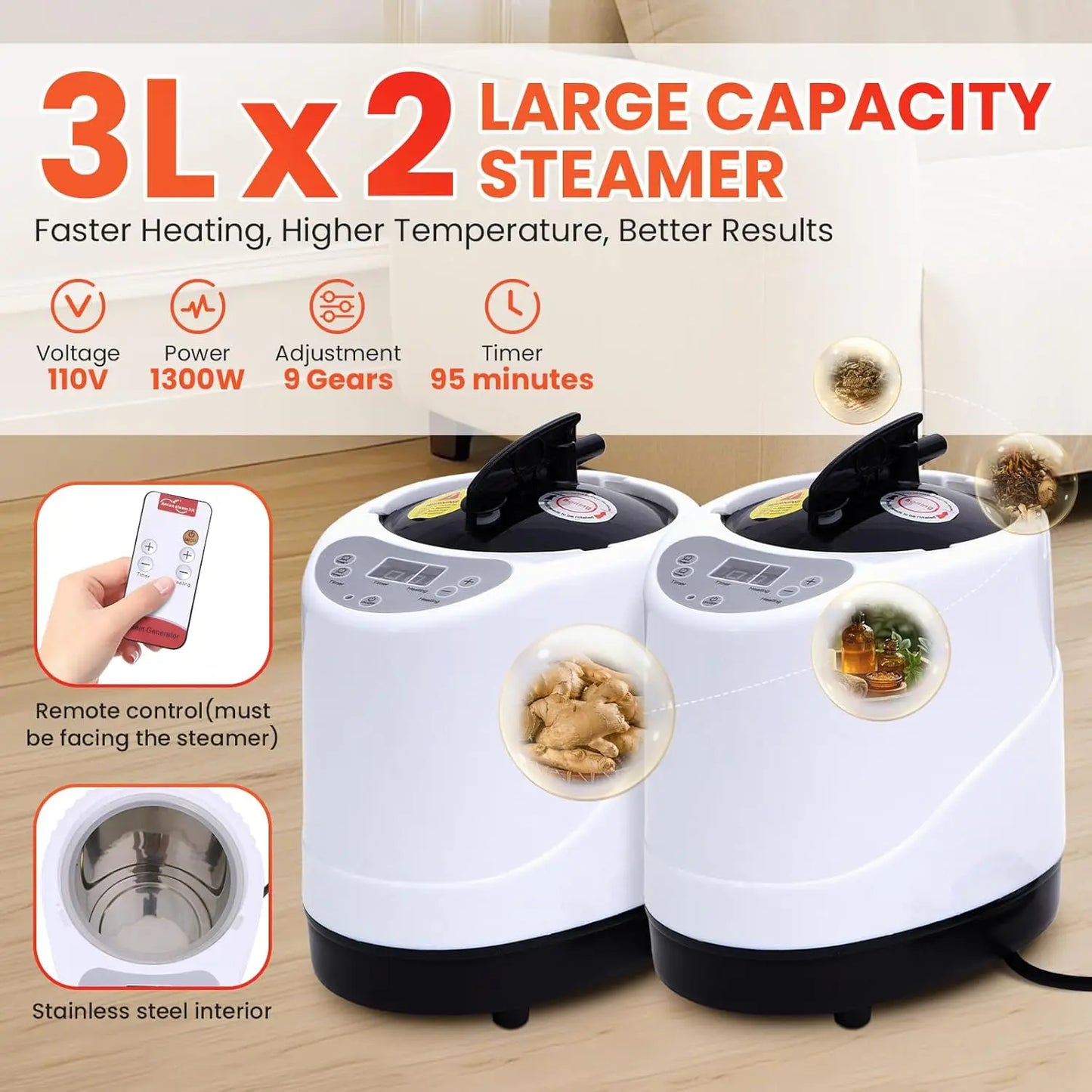 2 Person Sauna, Upgraded Portable Sauna for Home, Extra Large Personal Steam Sauna Box with 2 Steamer,