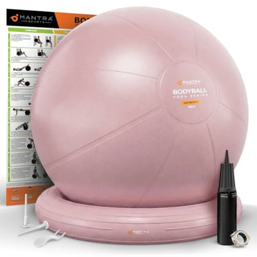 Yoga Exercise Ball Chair for Office Desk with Base, Ideal for Pregnancy, Birthing, Stability Exercises and Fitness. Swiss Stabi