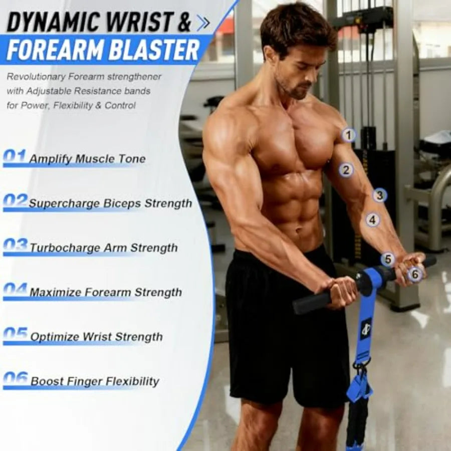 2-in-1 Forearm Strengthener with Adjustable Resistance Bands and Door Anchor for Wrist Roller Ideal for Grip Chest and Core Wor