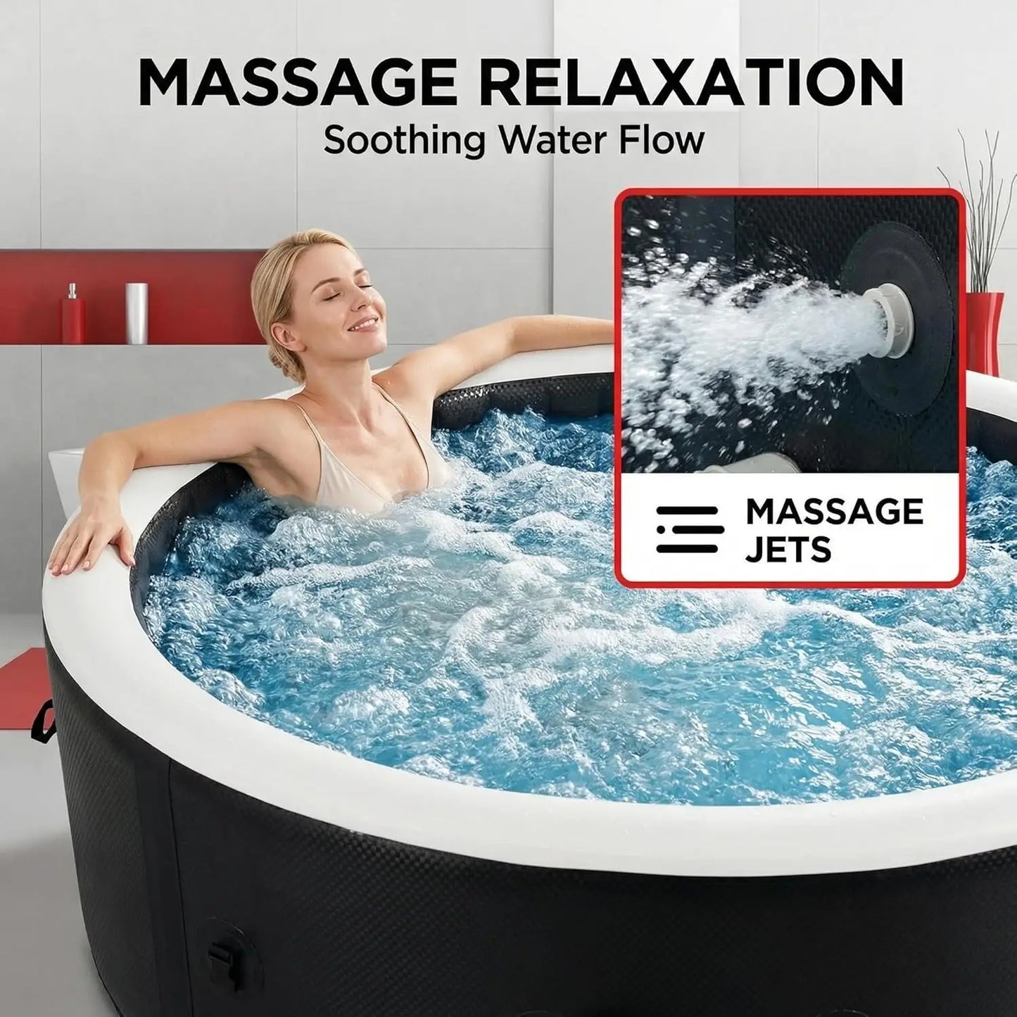 Inflatable Hot Tub Spa with 170 Jets 6 8 Person Large Outdoor Blow Up Hot Tub Durable PVC Materials 82 5x28 Inch