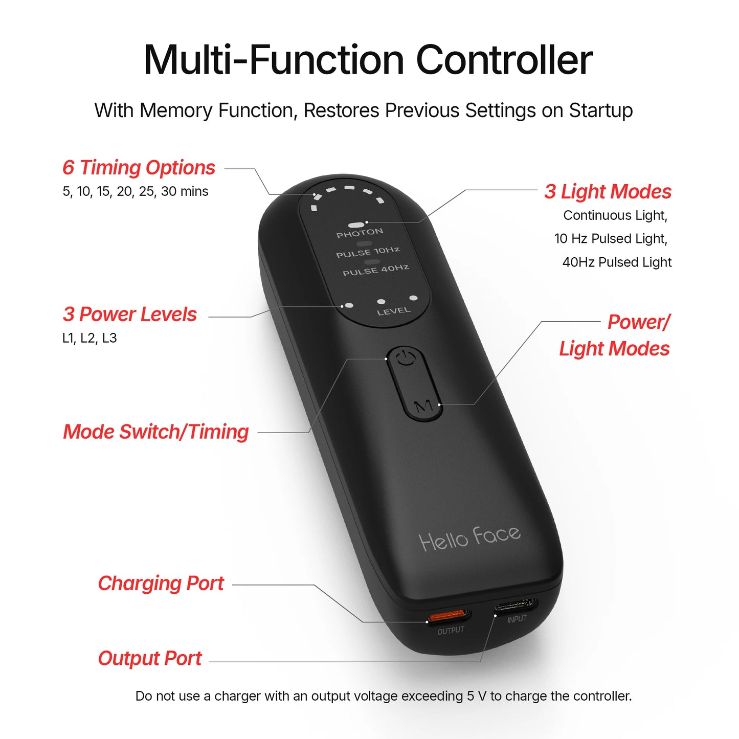 Hello Face L1 Portable Neck Pain Relief Device – 147 LED Red & Near-Infrared Light , 10Hz/40Hz Pulse Technology, 3000mAh Battery