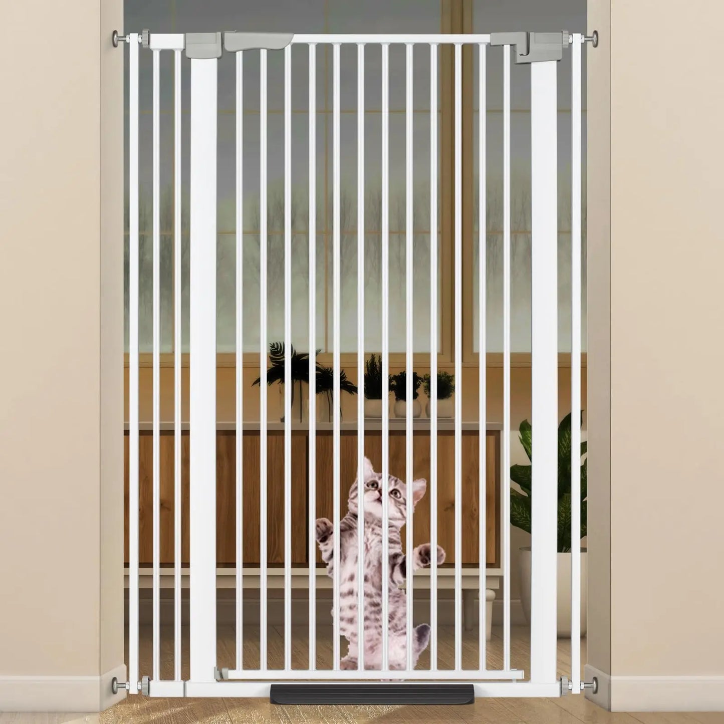 Pet Gate 30.5-40in Adjustable, Auto Close with Extension Kits New White