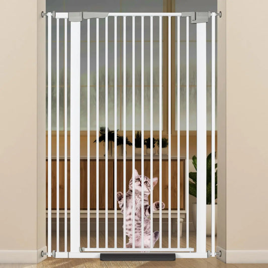 Pet Gate 30.5-40in Adjustable, Auto Close with Extension Kits New White