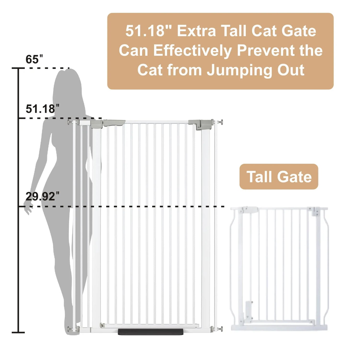 Pet Gate 30.5-40in Adjustable, Auto Close with Extension Kits New White