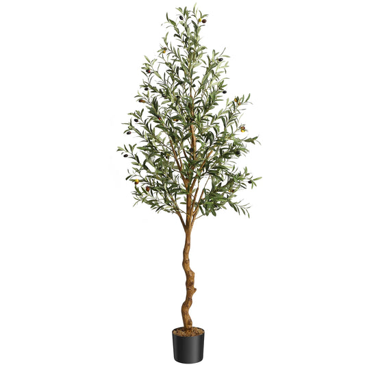 1Pc/2Pcs Artificial Olive Tree 4ft / 5ft / 6ft, Large Artificial Plants Fake Plastic Plants in Pot for Home Bedroom Decor