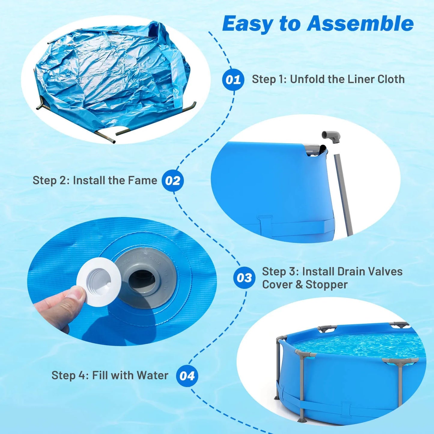 Outdoor Hot Tubs 1158 Gal Outdoor Family Swimming Pool with Metal Frame Multi Layer PVC Fabric