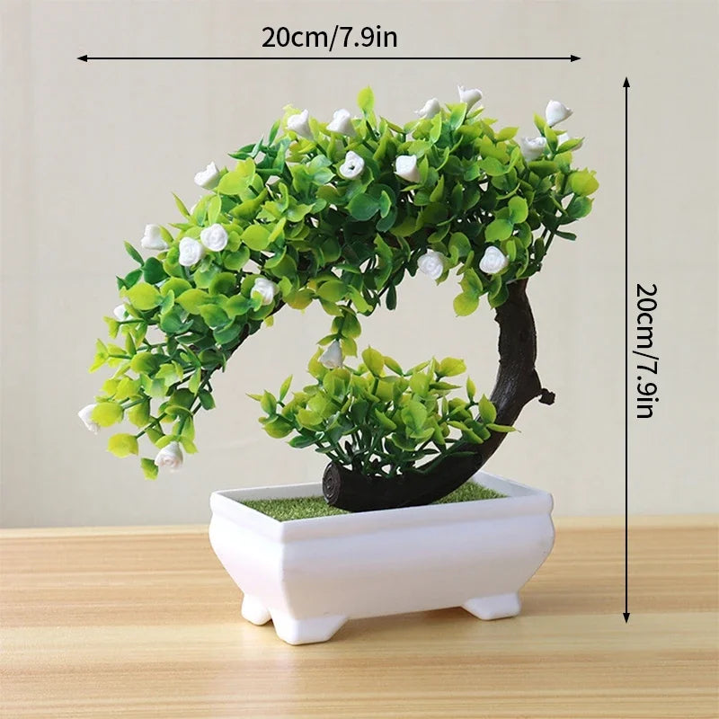 Artificial Potted Flowers Plants Bonsai Fake Plant Flower Potted Ornaments for Garden Small Simulated Tree Home Decor Supplies