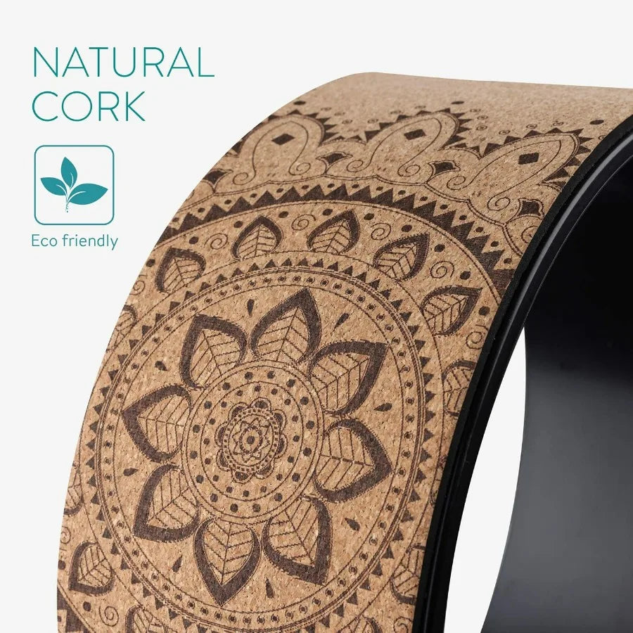 Cork Yoga Wheel - Prop for Stretching, Flexibility, Back Bends - Helps Deepen Poses and Stretch Back, Shoulders, Chest - 13" (33