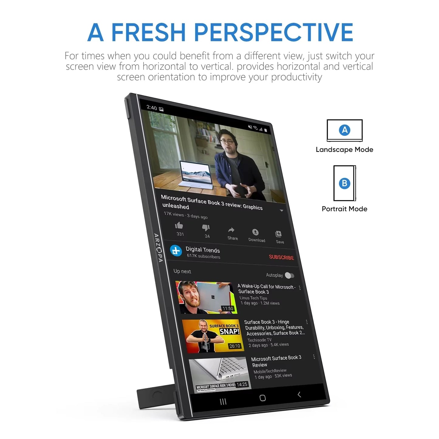 ARZOPA 16.1'' 100% sRGB Portable Monitor 1080P Second Monitor External Screen for MAC Laptop PC Xbox/PS/Switch,Z1C