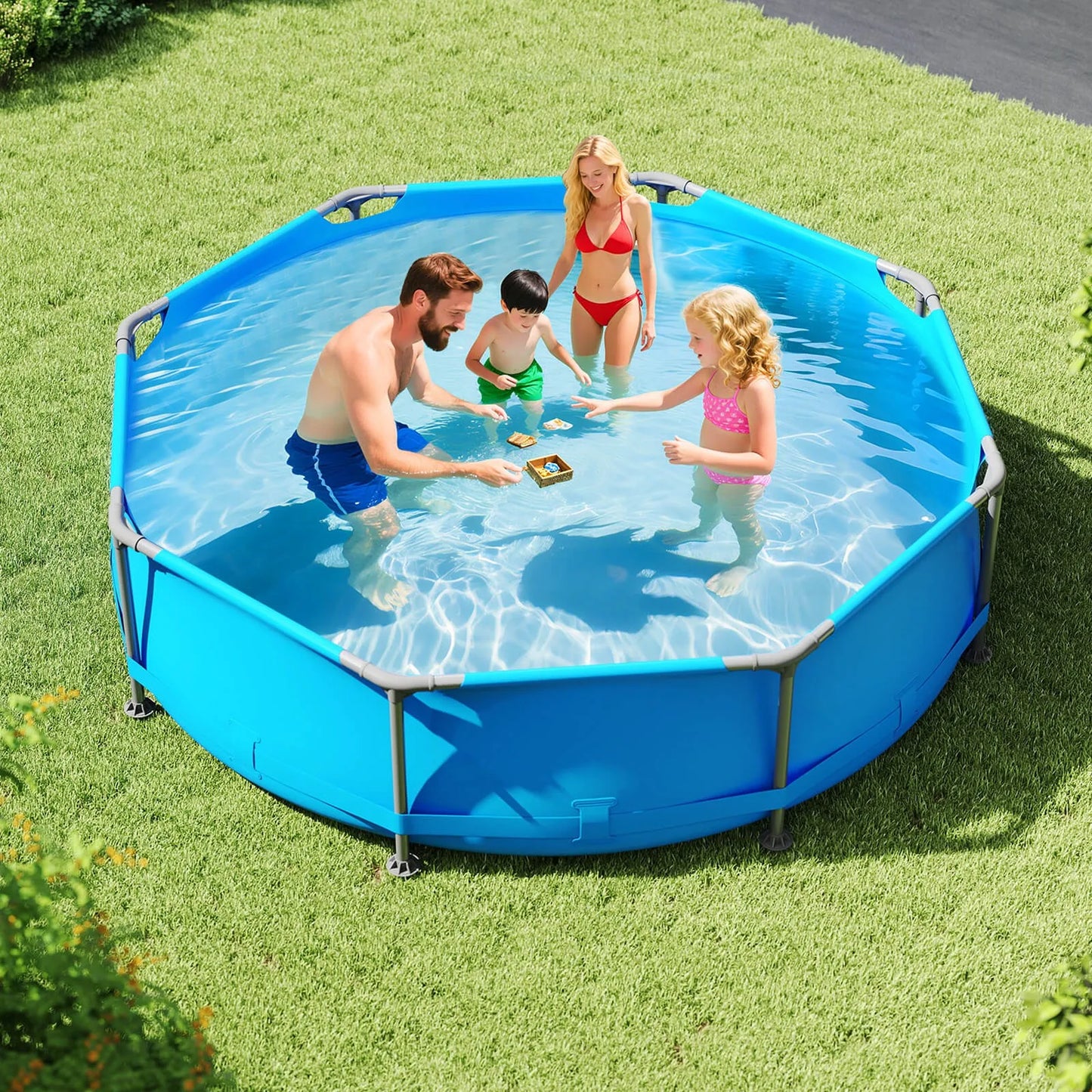 Outdoor Hot Tubs 1158 Gal Outdoor Family Swimming Pool with Metal Frame Multi Layer PVC Fabric