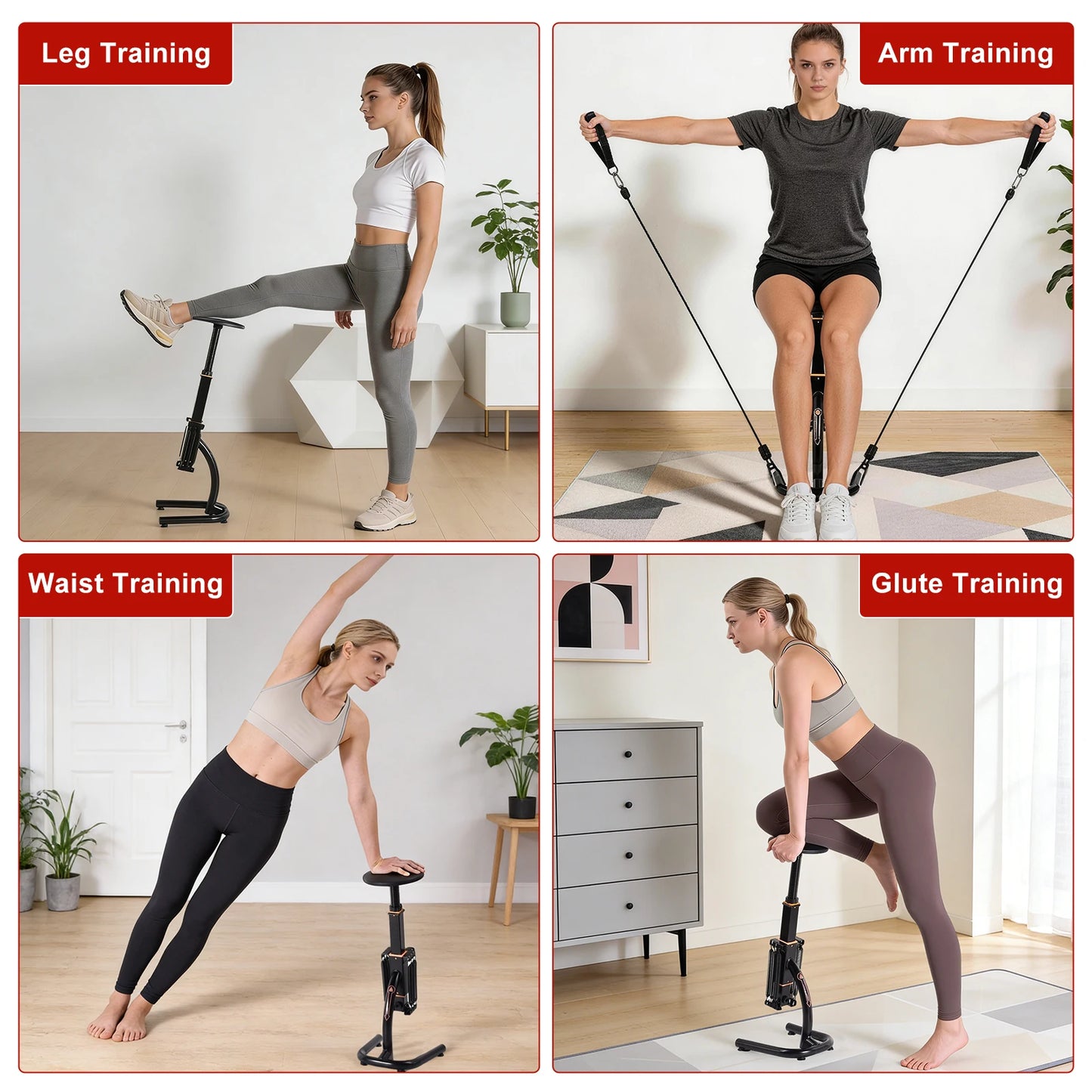 Height Adjustable Assisted Squat Machine,Resistance Glute Trainer – Foldable Leg & Core Strengthener for Home Gym, Supports