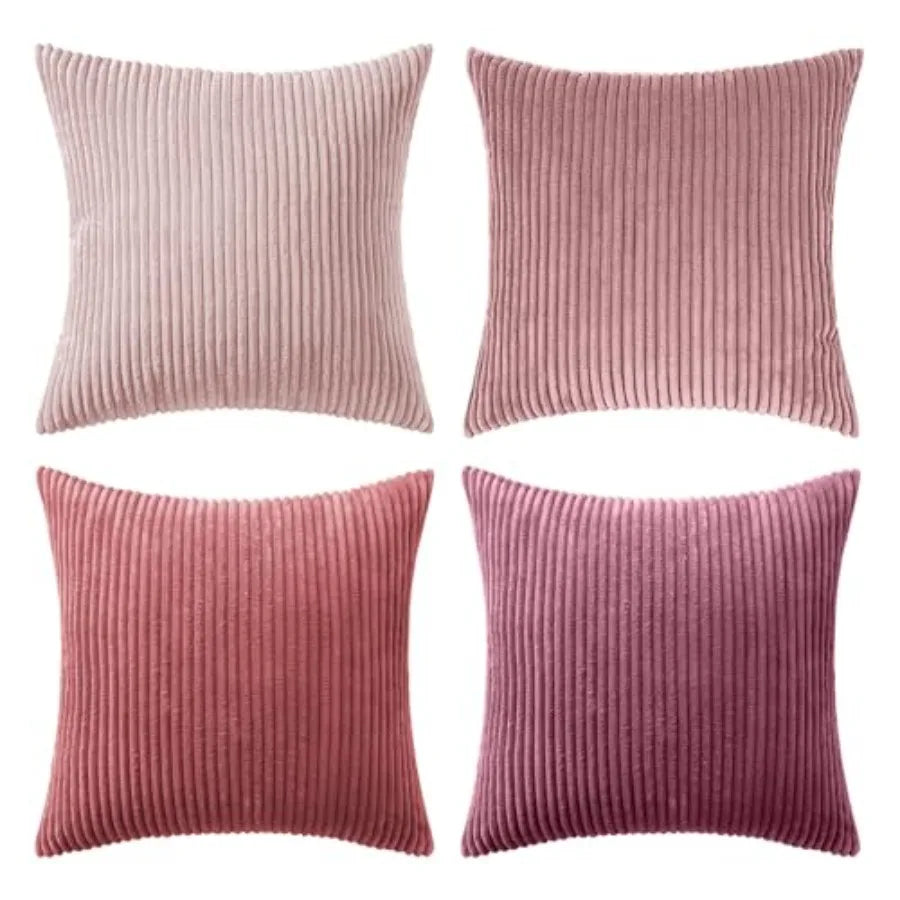 Boho Farmhouse Throw Pillow Covers 18x18 Inch Set of 4 Mordern Nordic Cushion Covers Soft Corduroy Spring Home Decor for Couch