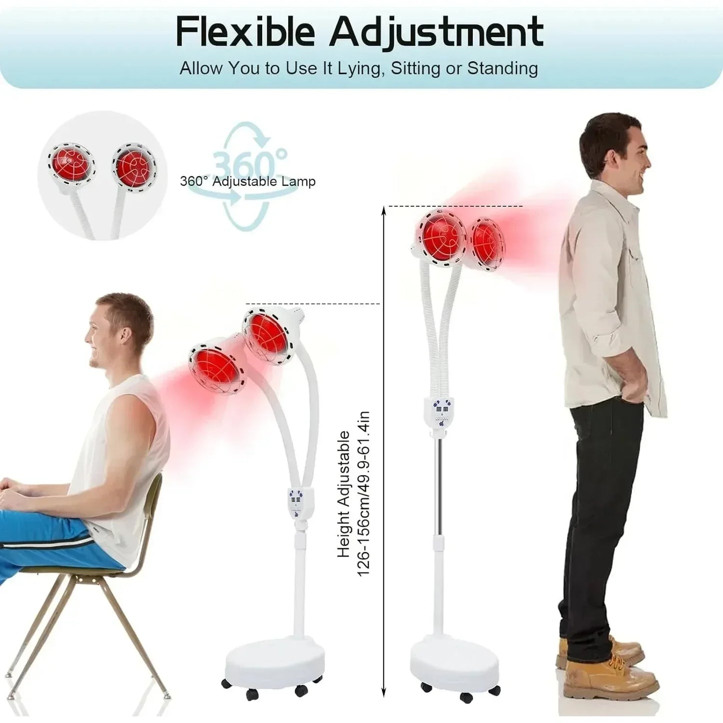 Infrared Light Therapy 110V Red Head Light Adjustable Near Infrared Heat Lamp for Body Neck Shoulder Joints Back Pain Relief