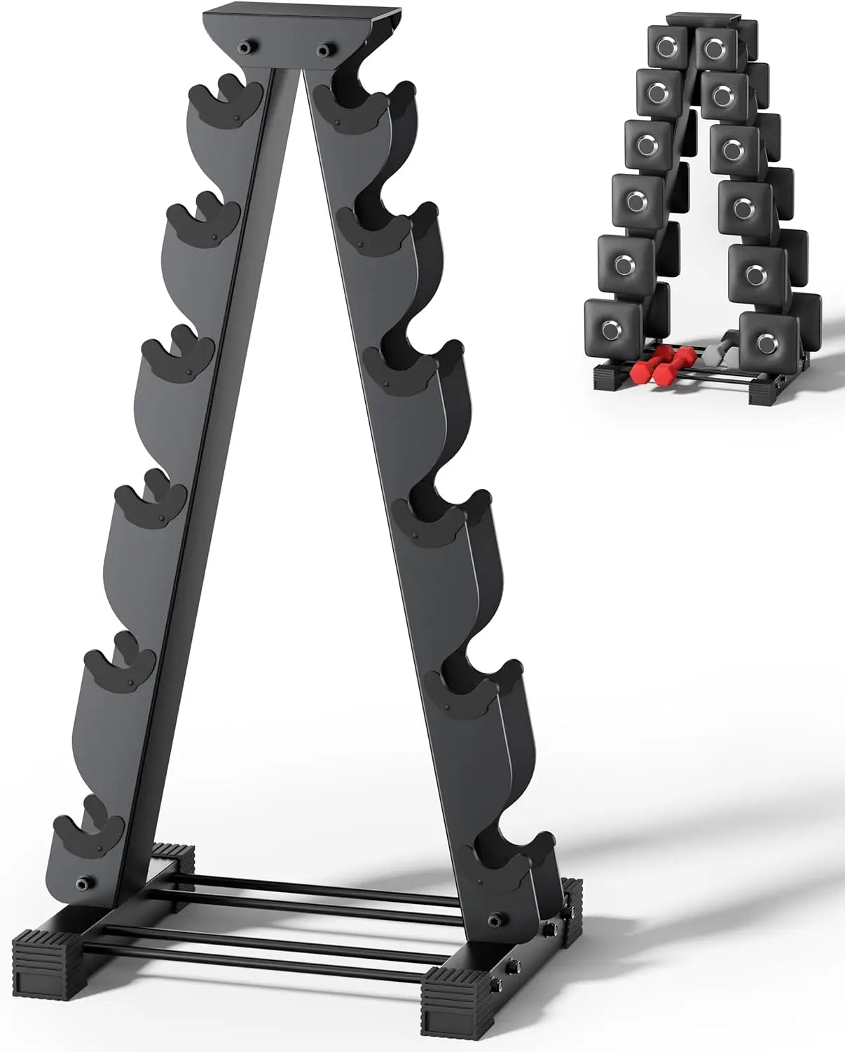 6-Tier Dumbbell Rack Stand for Home Gym, Space-Saving Storage with Neoprene Set Holder, Ergonomic Design