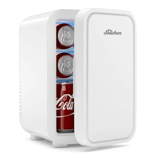Mini Fridge 6 Liter 8 Can Portable Thermoelectric Cooler Warmer for Bedroom Car Office Dorm White 110V AC DC
