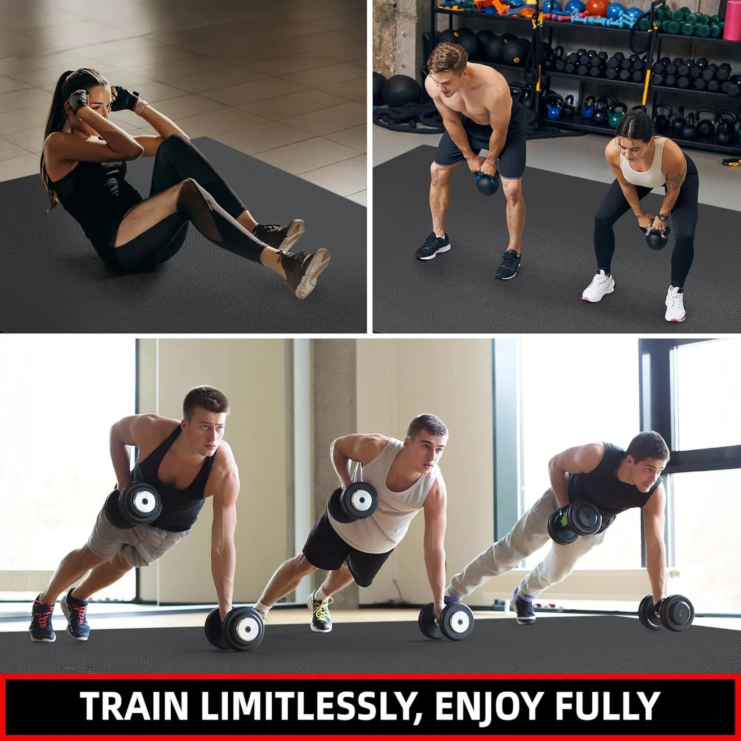 Extra Large Exercise Mat, 10'x6'/9'x6'/8'x6'/7'x5'/6'x4'(8mm) Thick for Home Gym & Garage Flooring, High-Density