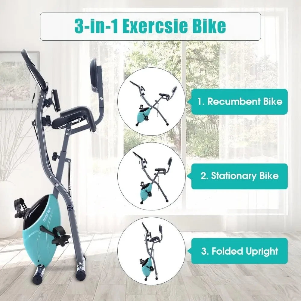 Merax Exercise Bike,Workout Bikes for Home,Folding Stationary Bikes for Home with 16-Level Magnetic Resistance