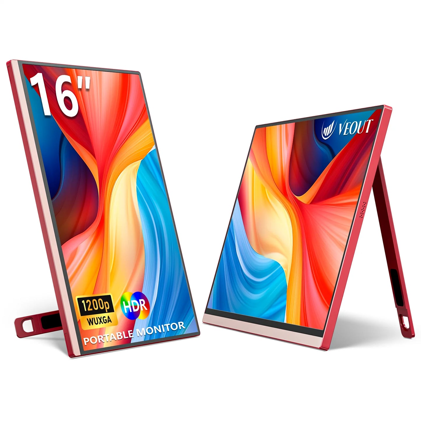 16“ VEOUT portable monitor 1920*1200P IPS,USB-C/HDMI,FreeSync 0.3" Ultra-Slim,Kickstand,4 Colors-Ideal for Gaming,Travel&Office