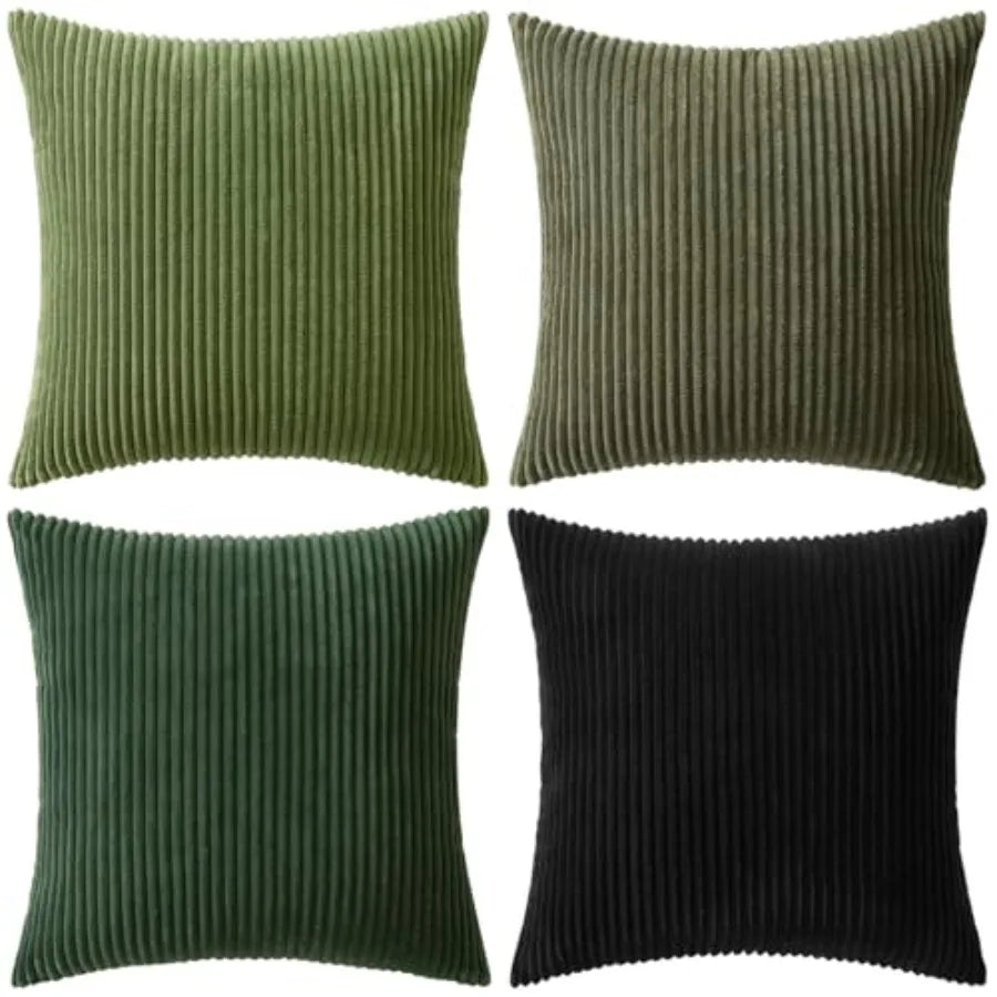 Boho Farmhouse Throw Pillow Covers 18x18 Inch Set of 4 Mordern Nordic Cushion Covers Soft Corduroy Spring Home Decor for Couch
