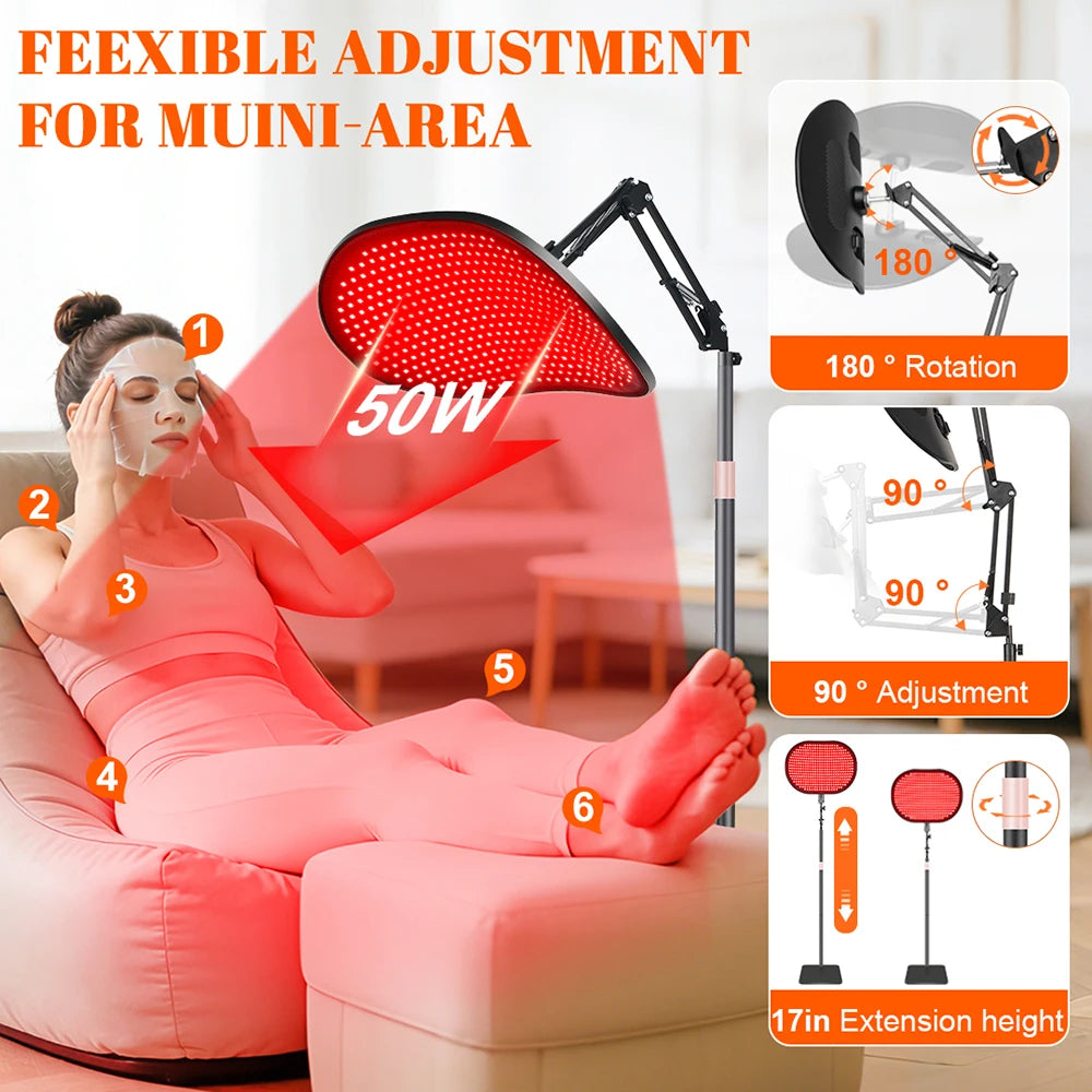 Astarexin Red Light Therapy for Face Body, 2-in-1 Infrared 432 LEDs Light Therapy with 660nm & 850nm Near Redlight Device Large Panel with Remote Stand Timer