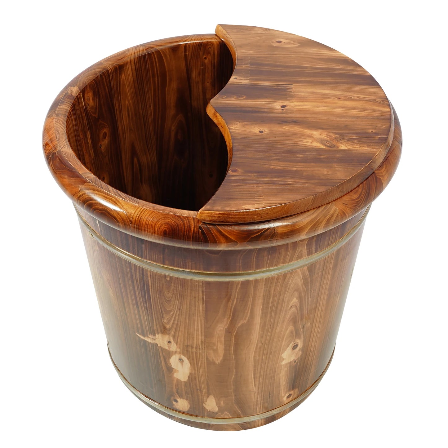 Wood Foot Bath Bucket, Portable Pedicure Bowl Soaking Tub Feet Massage Barrel Solid Wood Round Sauna Feet Basin Footbath Barrel