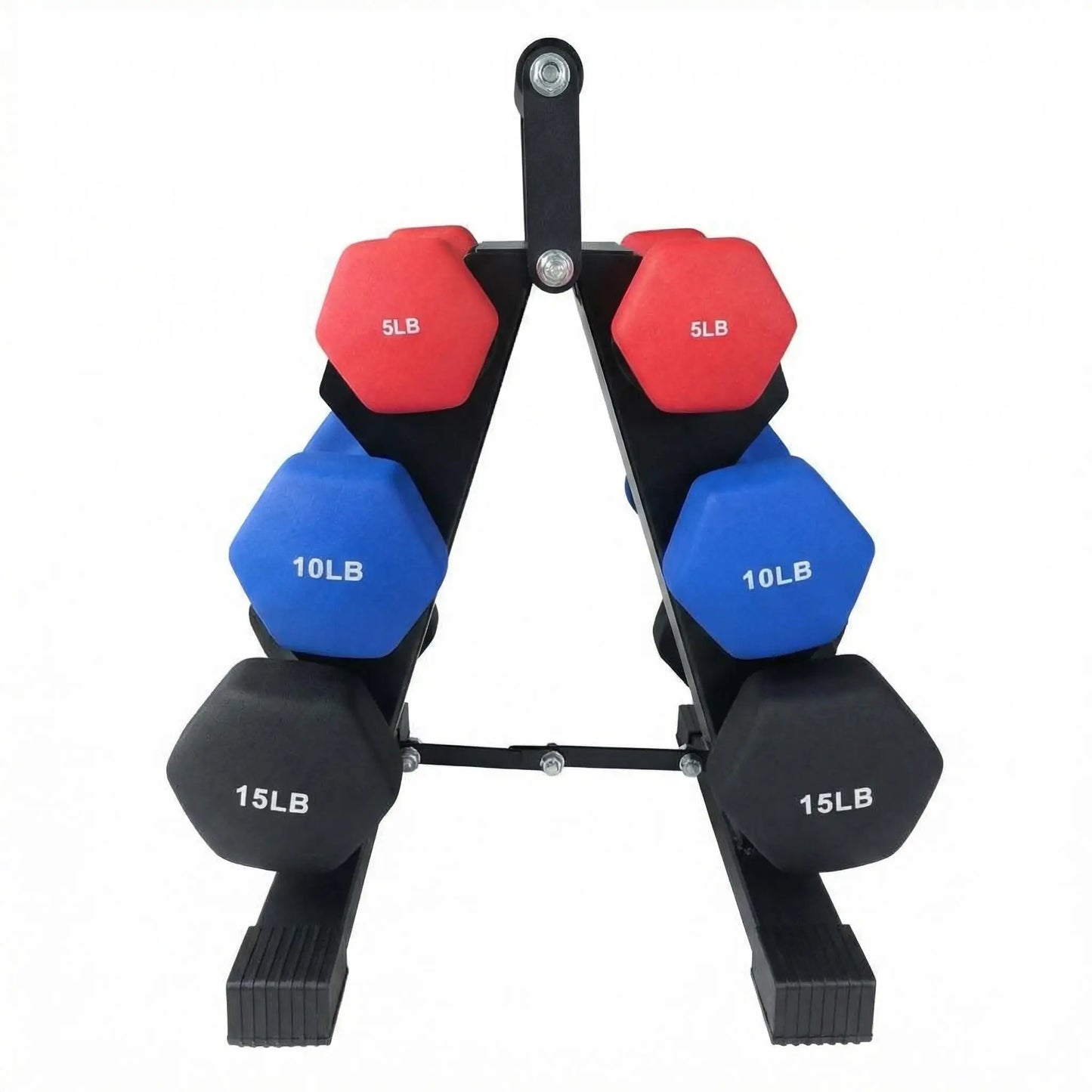 3 Pairs Non-Slip Anti-Roll Hex Dumbbell Set with Storage Box Neoprene Coated Plastic Steel Adjustable Dumbbells for Home Fitness