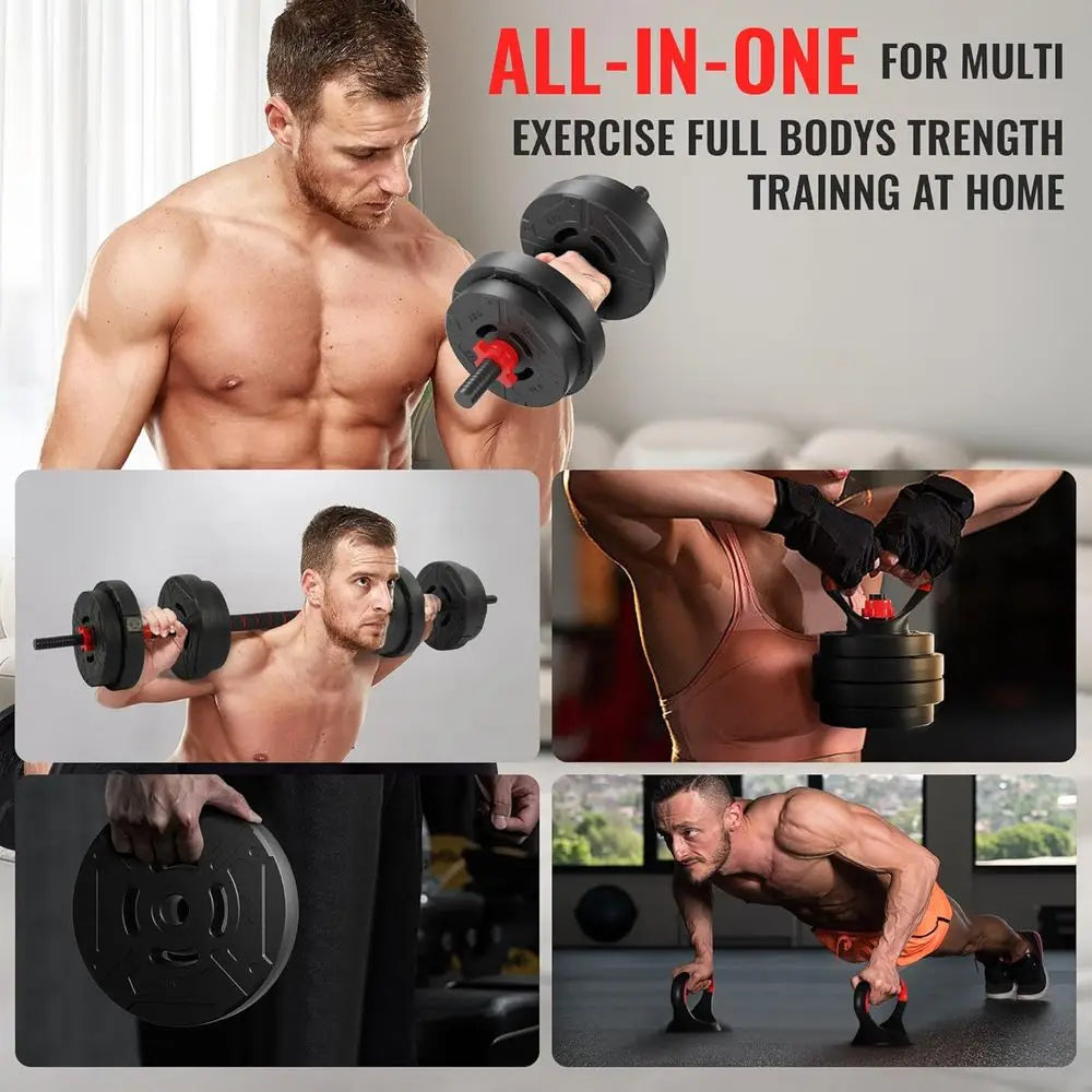 Versatile 40-60 lbs Adjustable Dumbbell Set, Portable Multi-Function Home Gym Kettlebell Kit