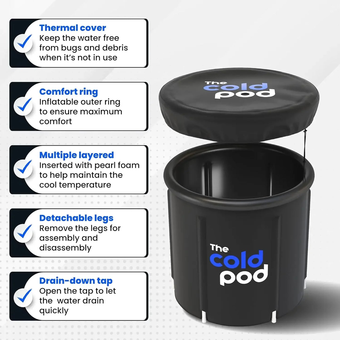 Ice Bath Tub for Athletes with Cover: 88 Gallons Cold Plunge Tub for Recovery, Multiple Layered Portable Ice Bath Plunge Pool