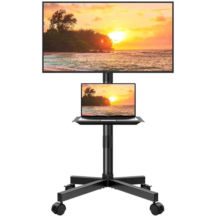 Mobile TV Cart for 23 to 65 inch LCD LED Flat Screen Curved TVs Floor TV Stand on Wheels with Height Adjustable Shelf Max VESA 4