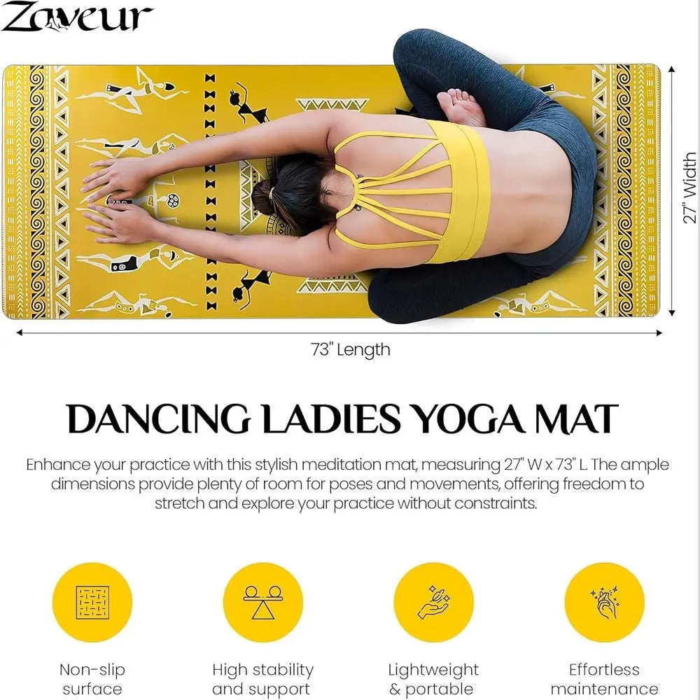 Wide Polyurethane Yoga Mat - 27 x 73 Meditation and Exercise Mat with Premium Non-Slip Surface
