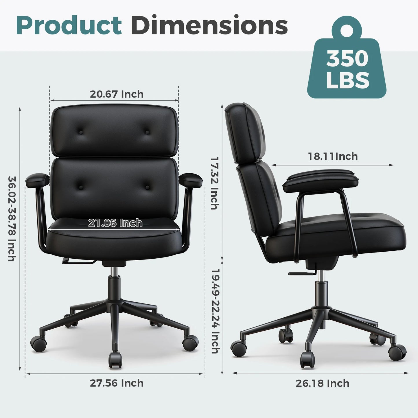 MCQ Ergonomic Home Office Chair Gaming Computer Chair with Lumbar Support Adjustable Height Rolling Swivel Armrests Chair