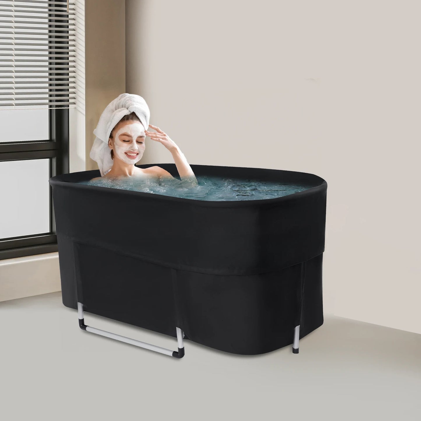 6-layer Insulation Portable Bathtub, 45.3*22.4*21.7in Foldable Bath With Storage Bag, Outdoor Indoor Cold&Hot Bidet For Homes, RVs, Travel, Camping