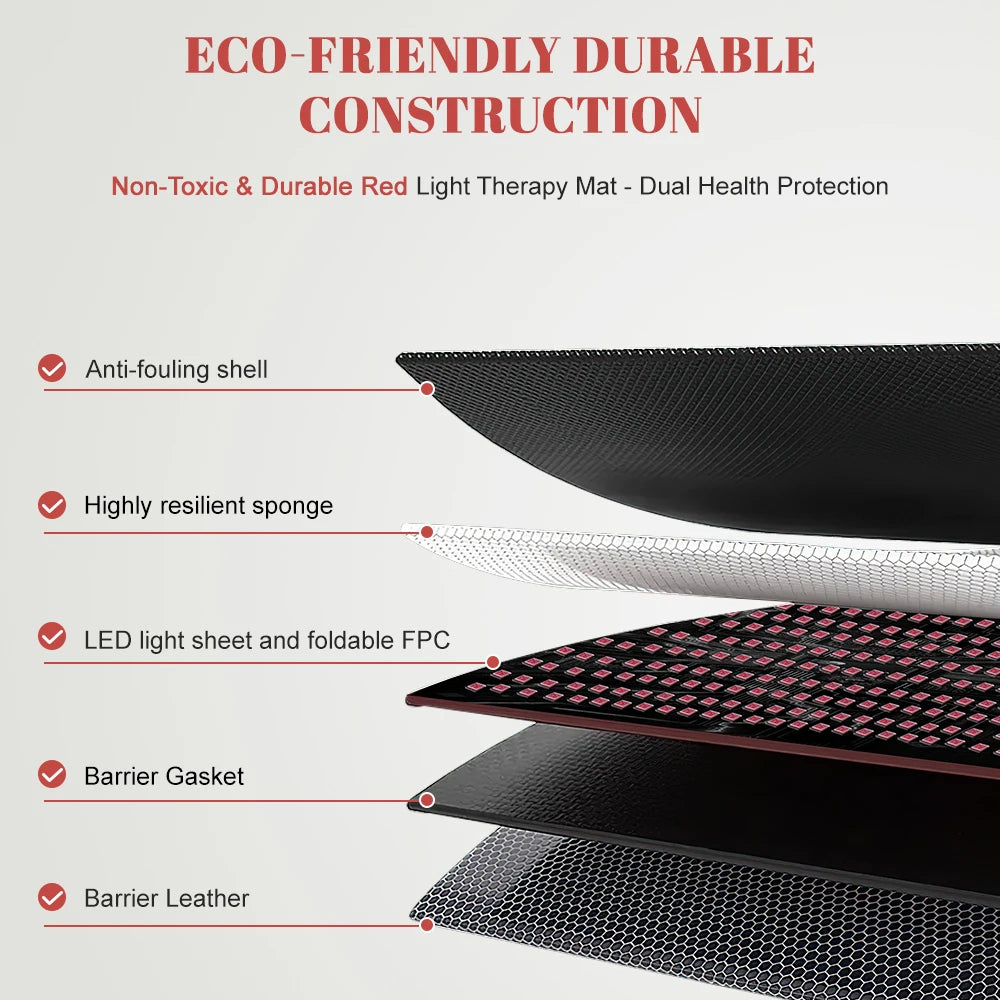 1440 LEDs Red Infrared Light Therapy Mat 660nm850nm Near Infrared Light Device Large Pad 76"x 24"For Body Pain Relief Power 160W