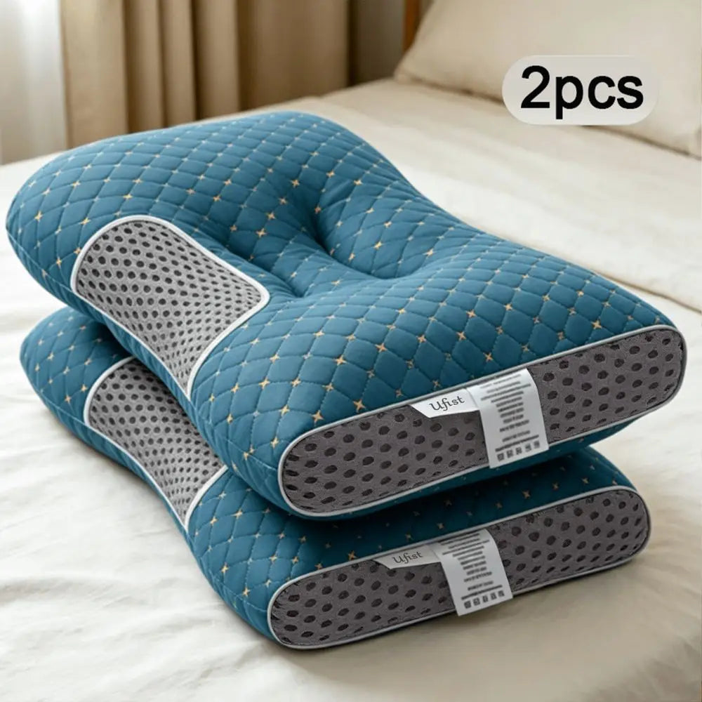 Couple Neck Massage Pillow, Soft Woven Ergonomic Adjustable Sleeping Pillow With Premium Elastic Inner Core, Removable Washable