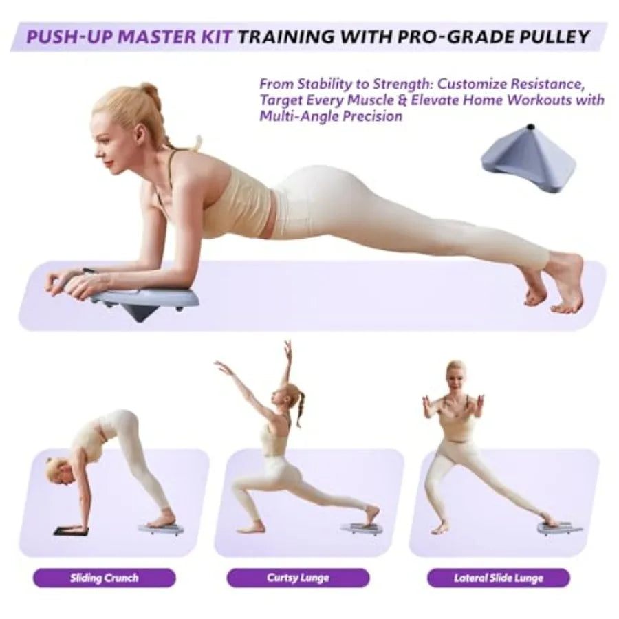 Foldable 6-in-1 Multifunctional Pilates Board Reformer Machine Set for Home Use Portable Sliding Board Workout Equipment in Bla