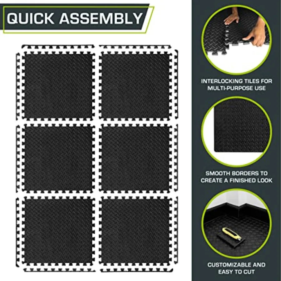 Exercise Puzzle Mat ½-inch, EVA Interlocking Foam Floor Tiles for Home Gym, Workout Equipment, Play Areas,,24 SQ Feet - 6 Tiles