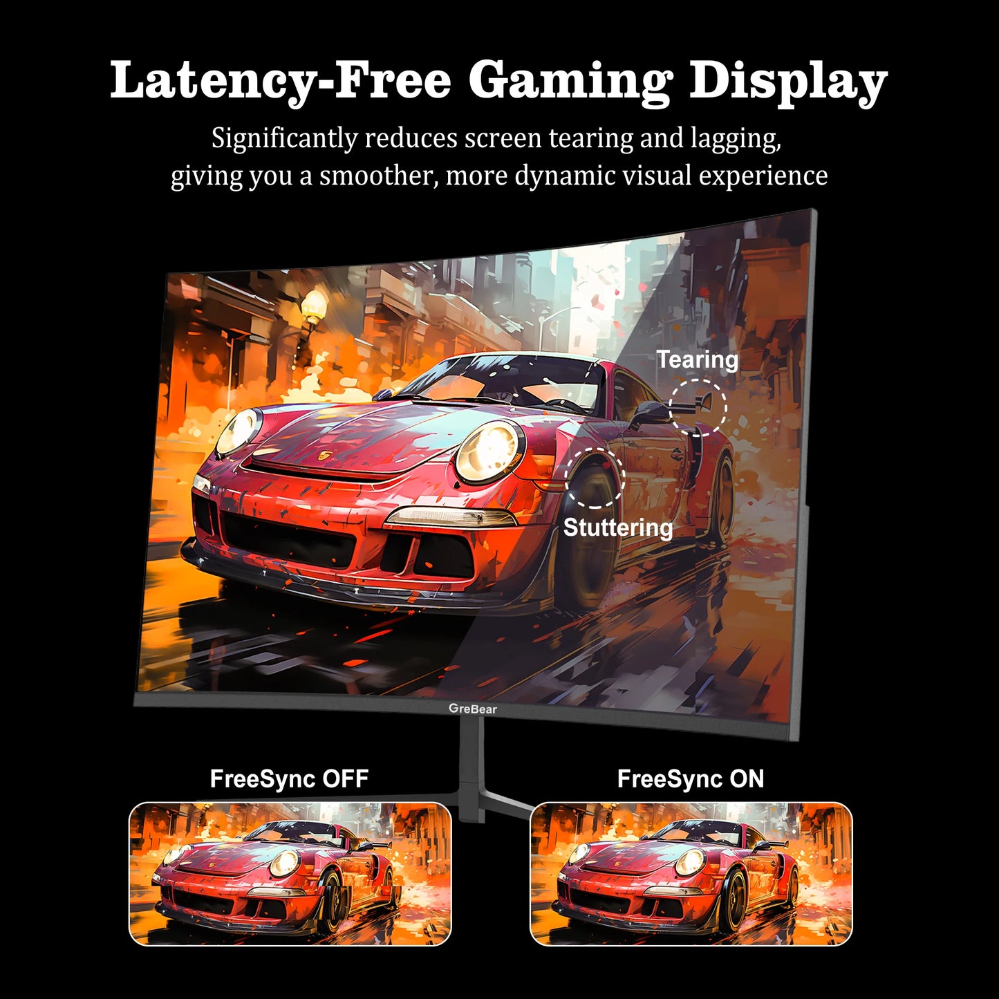 Grebear 27 inch curved monitor 165hz,PC Home Office Computer Gaming Monitor FHD1080p,99% SRGB,Built-in Speakers