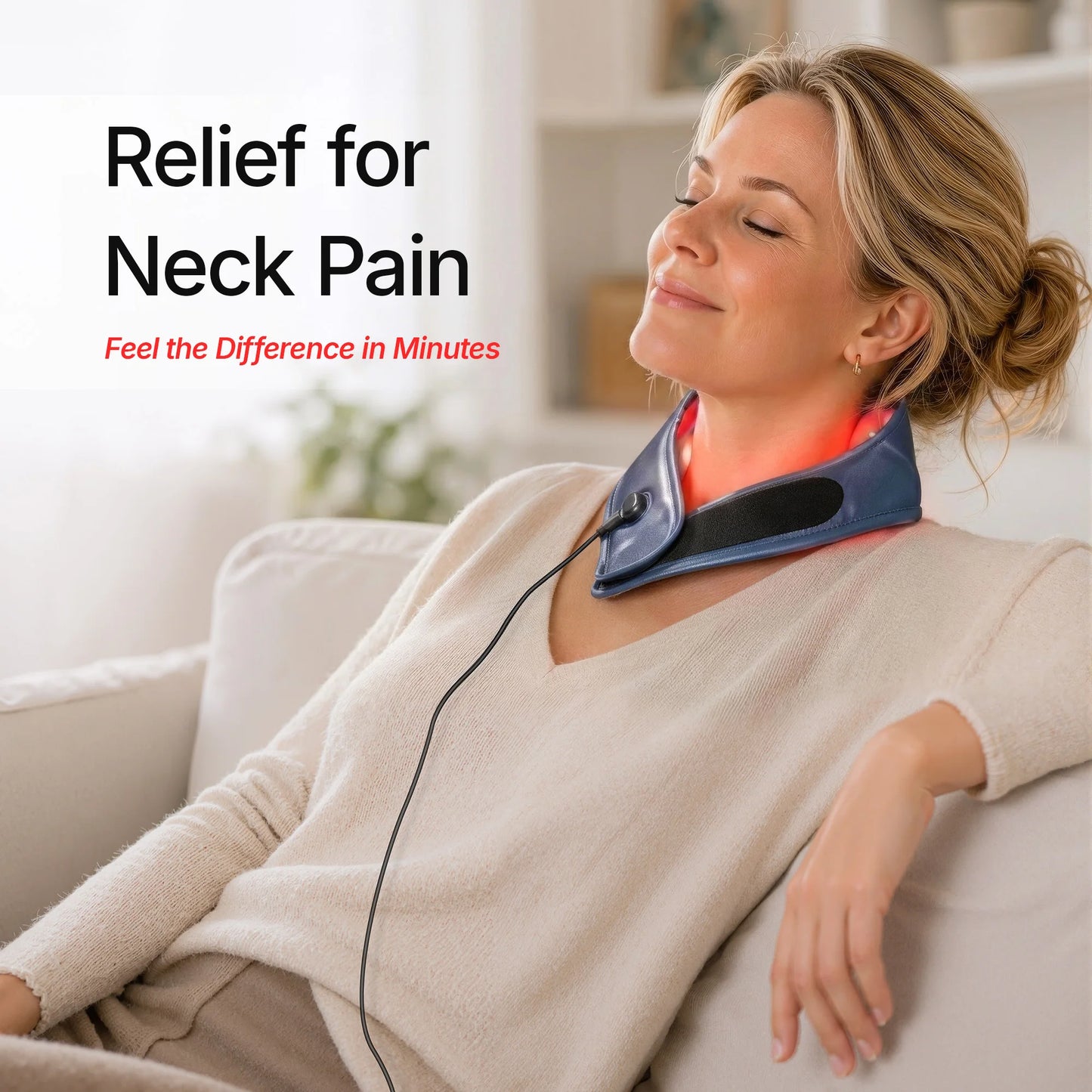 Hello Face L1 Portable Neck Pain Relief Device – 147 LED Red & Near-Infrared Light , 10Hz/40Hz Pulse Technology, 3000mAh Battery