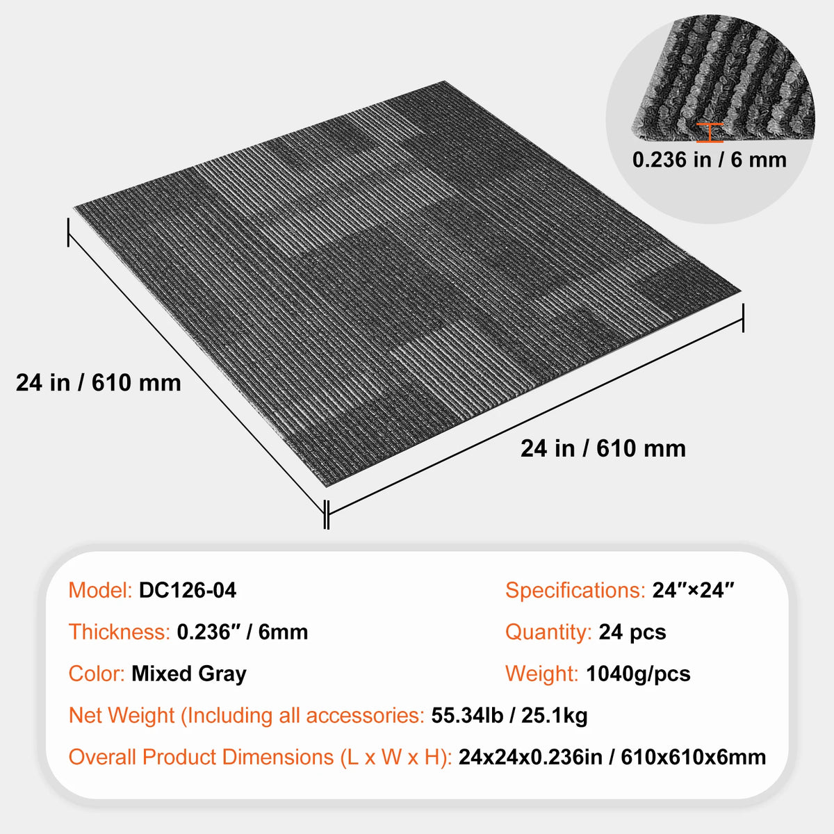 SucceBuy Carpet Tiles Reusable 24"x 24"Carpet Squares With Padding Attached Soft Padded Carpet Tiles Easy Install DIY for Bedroo