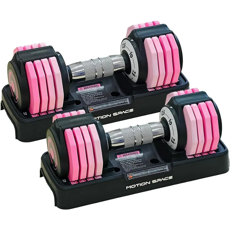 Adjustable Dumbbells Set 12.5LB Pair, 1-Sec Fast Adjustable 5 Weights by Turning Handle, Premium Comfort Non-slip Metal Dumbbell