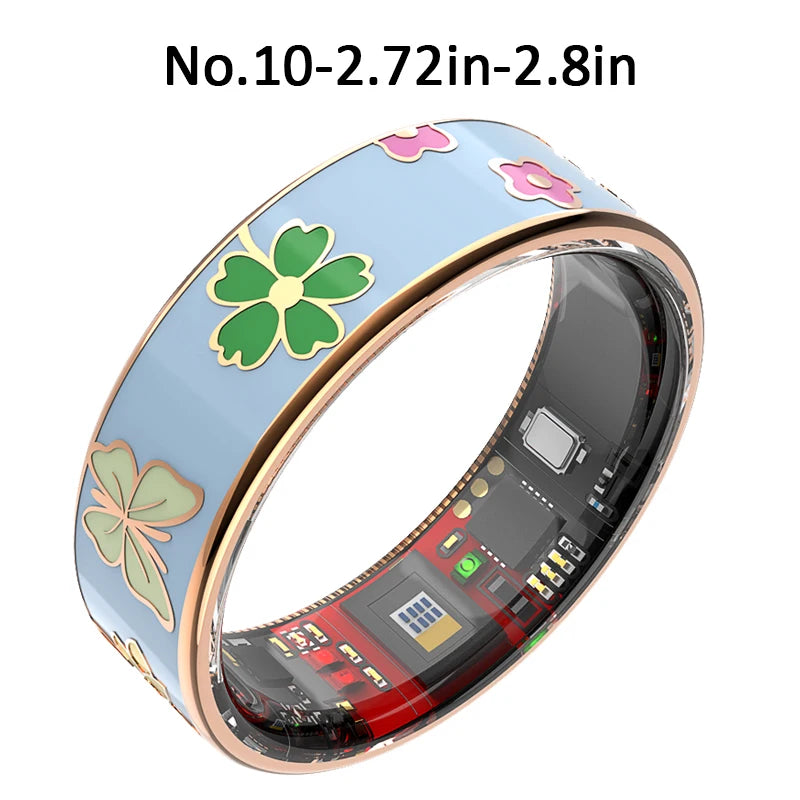 Smart ring Blue Dragonfly Lotus Style Activity tracking, calorie counting, stepcounting,distance tracking (km), 24/7 sleep tracking, heart rate monitoring, bodytemperaturemonitoring, blood oxygen monitoring, stress tracking,