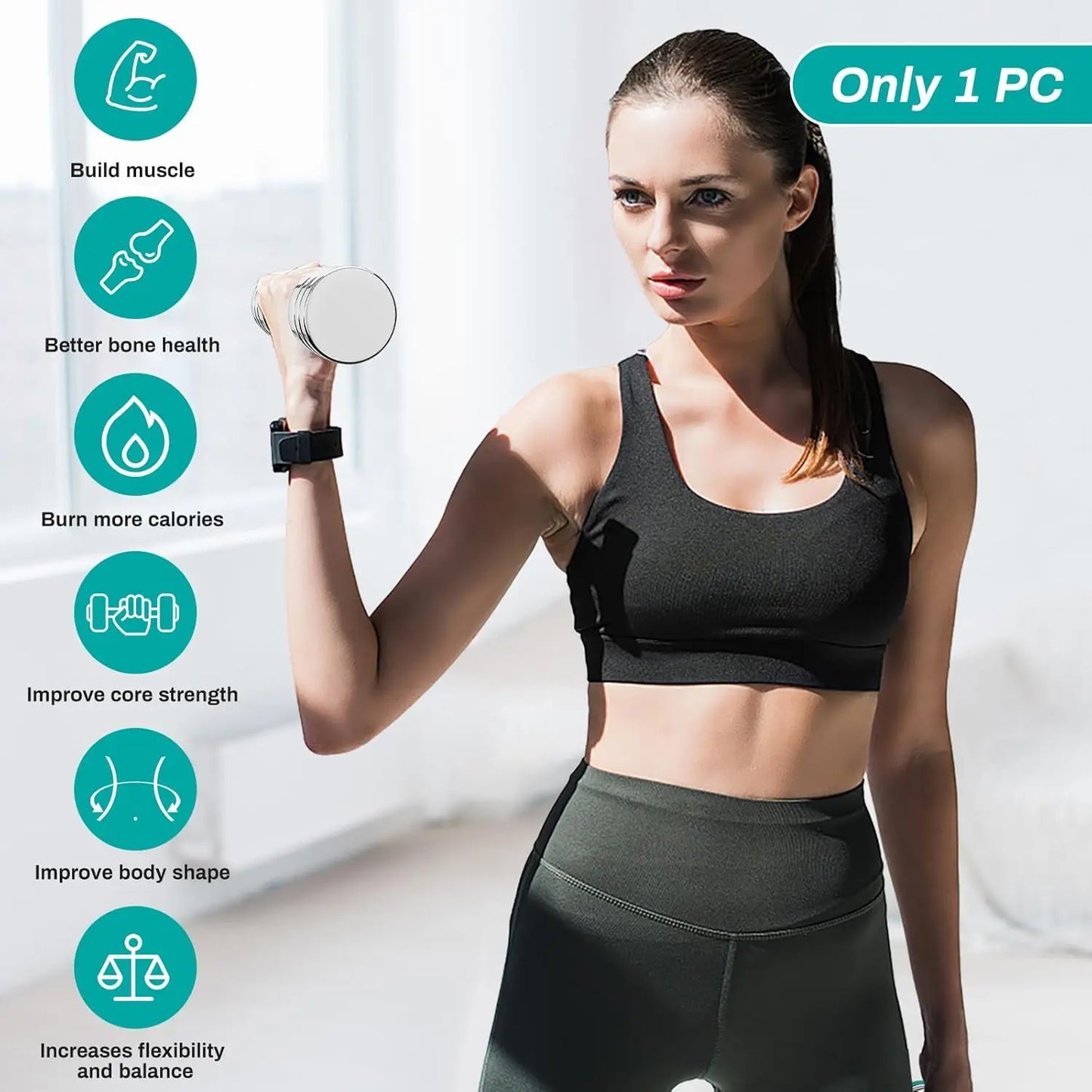 Adjustable Steel Dumbbell 5/10/15lb, Non-Slip Foam Handle for Home Gym Office Exercise