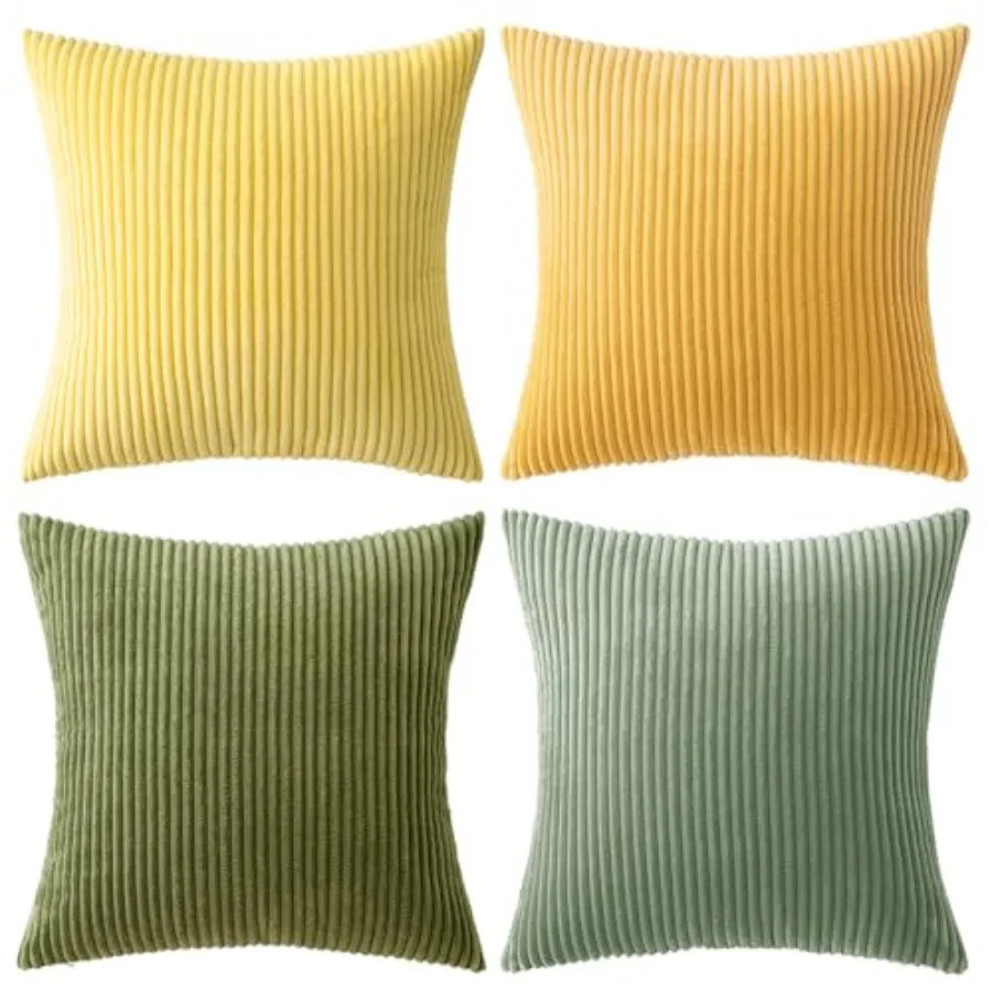 Boho Farmhouse Throw Pillow Covers 18x18 Inch Set of 4 Mordern Nordic Cushion Covers Soft Corduroy Spring Home Decor for Couch
