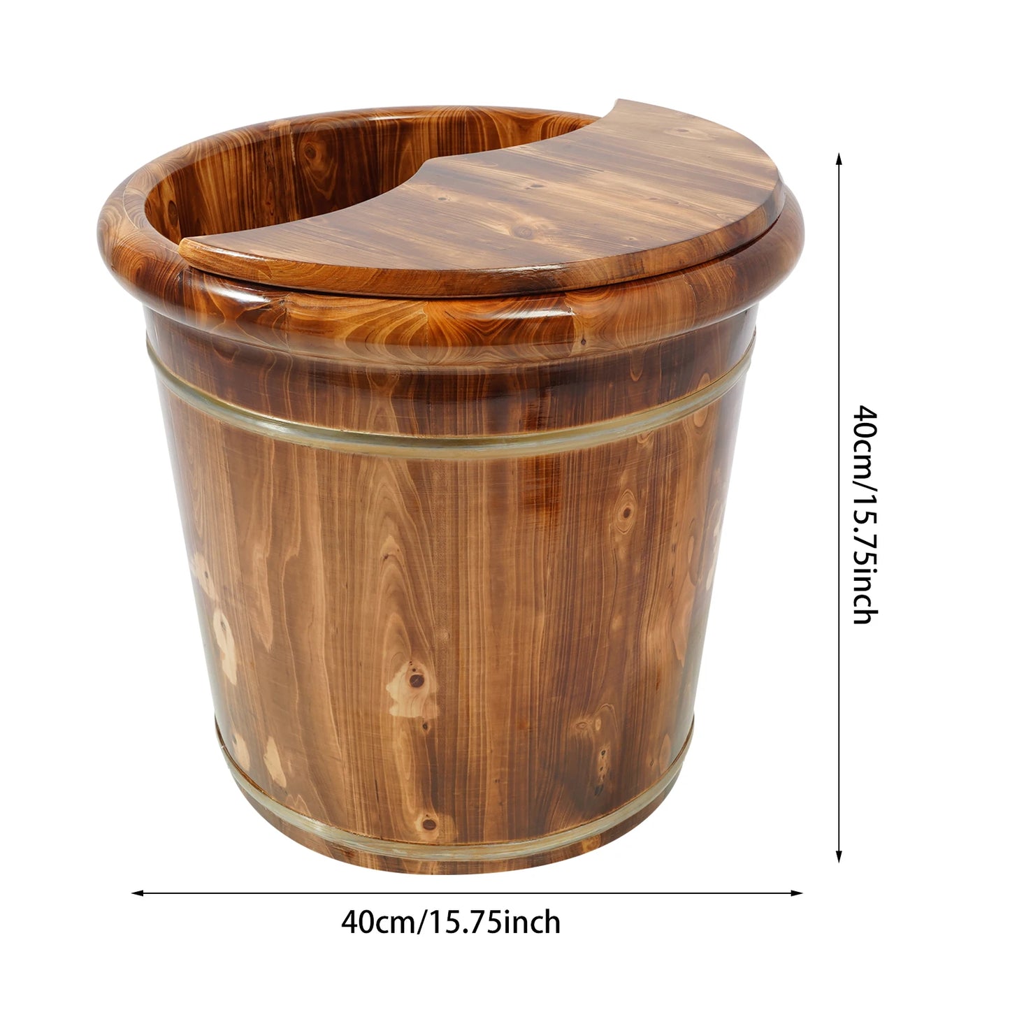 Wood Foot Bath Bucket, Portable Pedicure Bowl Soaking Tub Feet Massage Barrel Solid Wood Round Sauna Feet Basin Footbath Barrel