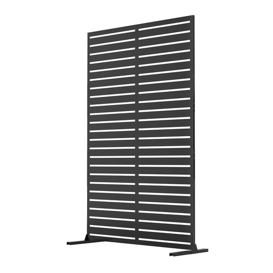 6FT Outdoor Metal Privacy Fence Freestanding Screen Panel With Stand, Decorative Room Divider For Patio Yard Balcony