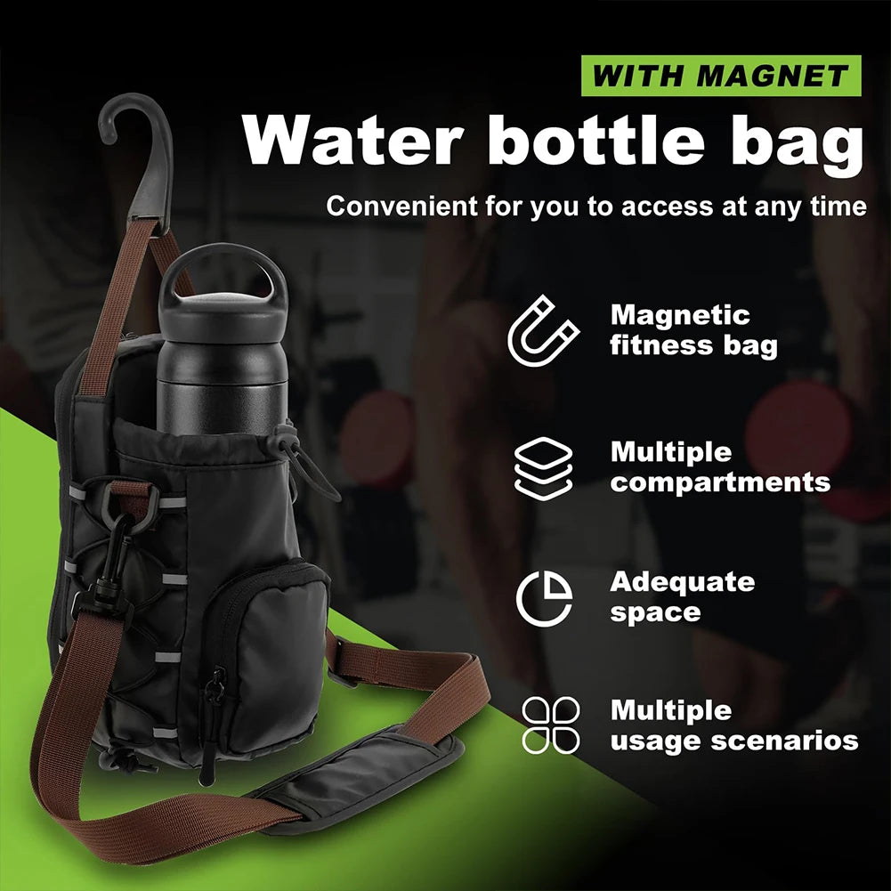 Magnetic Gym Chest Pouch with Bottle Holder Gym Crossbody Bag Gym Bottle Carrier Bag for Gym Sports Travel Carry-on Items