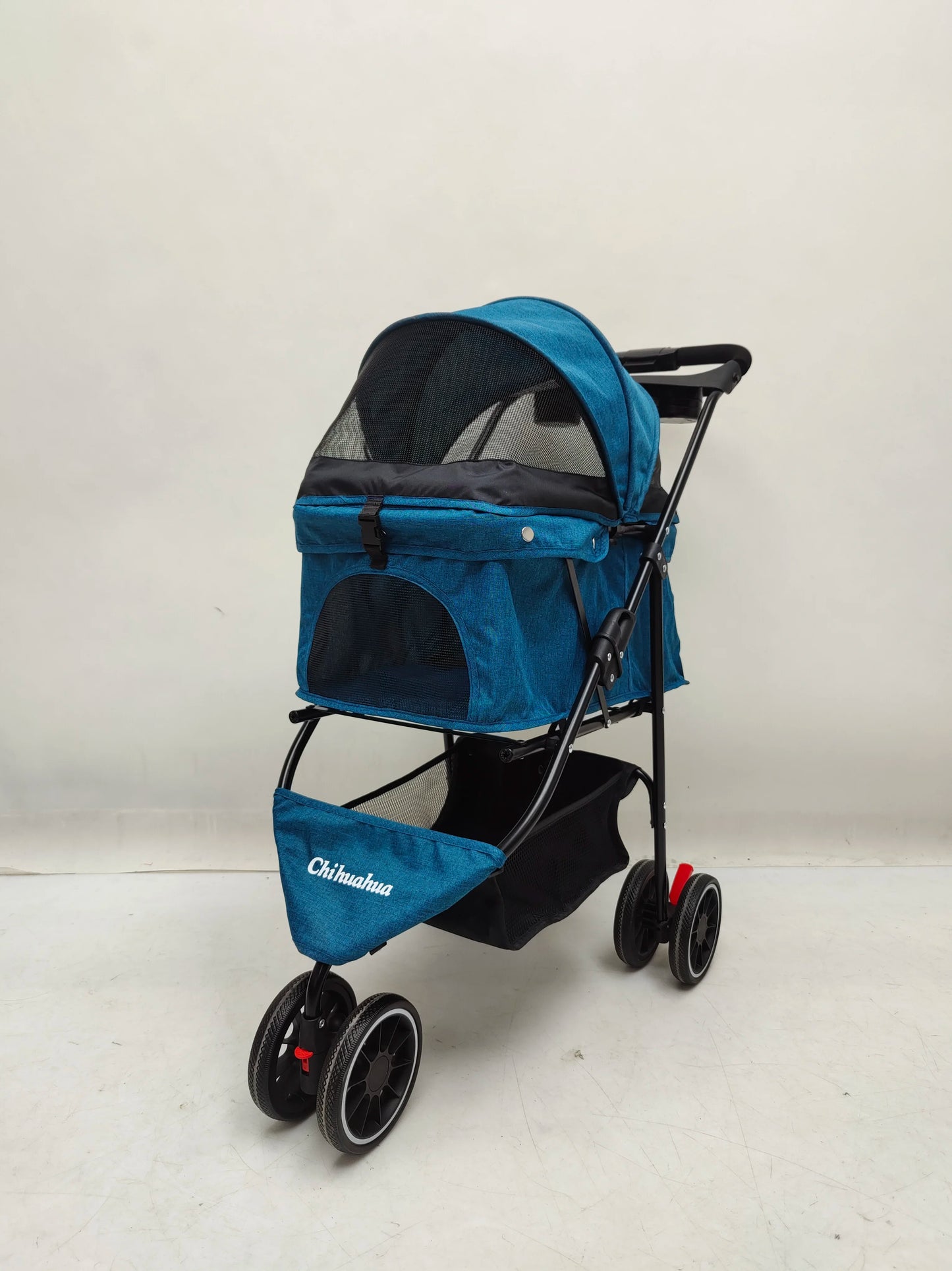 Foldable 3-Wheel Pet Stroller for Small to Medium Dogs and Cats with Mesh Canopy Cup Holders Easy Assembly